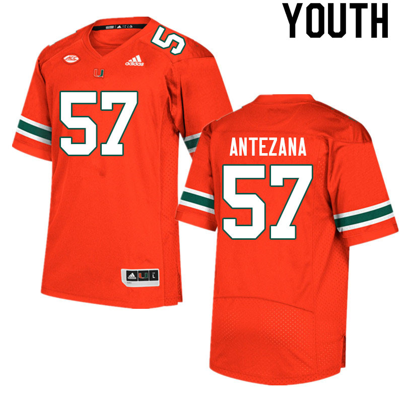 Youth #57 Matt Antezana Miami Hurricanes College Football Jerseys Sale-Orange